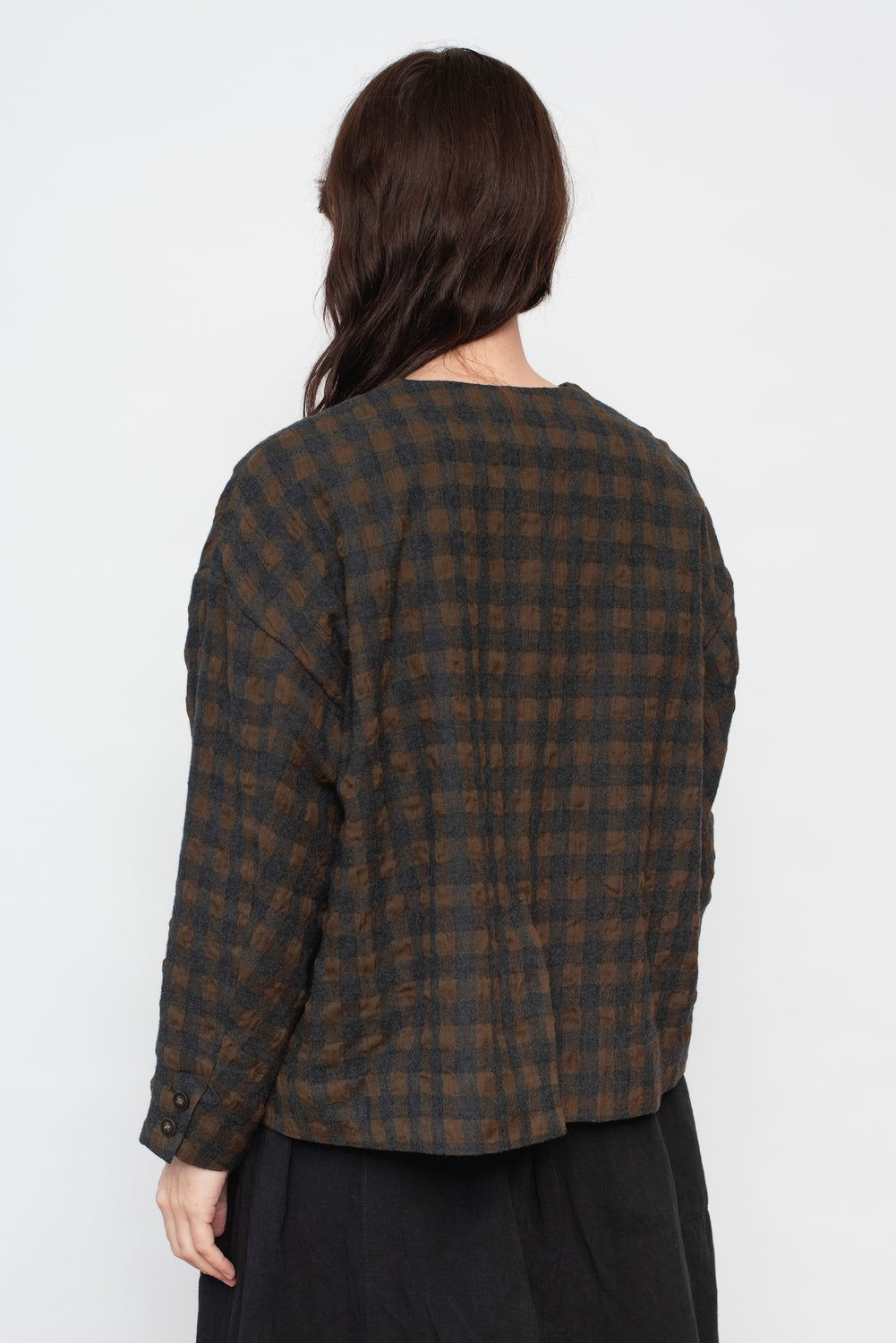 Cotton and Wool Gingham Check Jacket