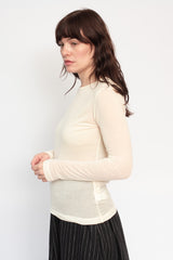 Silk and Cashmere Jersey L/S Crew Neck White