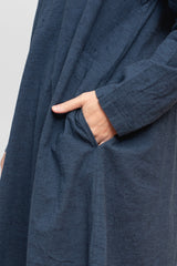 Cotton and Linen Nep Dress Navy