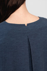 Cotton and Linen Nep Dress Navy