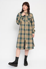 Columbia Check Drizzler Work Shirt Dress Green