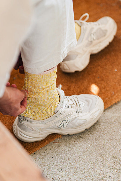 Silk Cotton Socks Colorful Flags (Yellow)