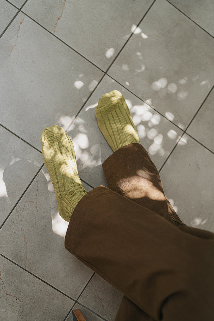Egyptian Cotton Ribbed High Socks Pistachio