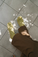 Egyptian Cotton Ribbed High Socks Pistachio