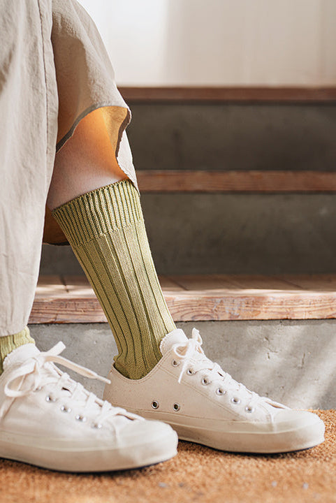 Egyptian Cotton Ribbed High Socks Pistachio