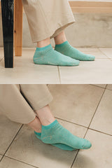 Linen and Cotton Pile Ankle Socks, Turquoise