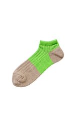 Linen + Cotton Ribbed Ankle Socks Bright Green