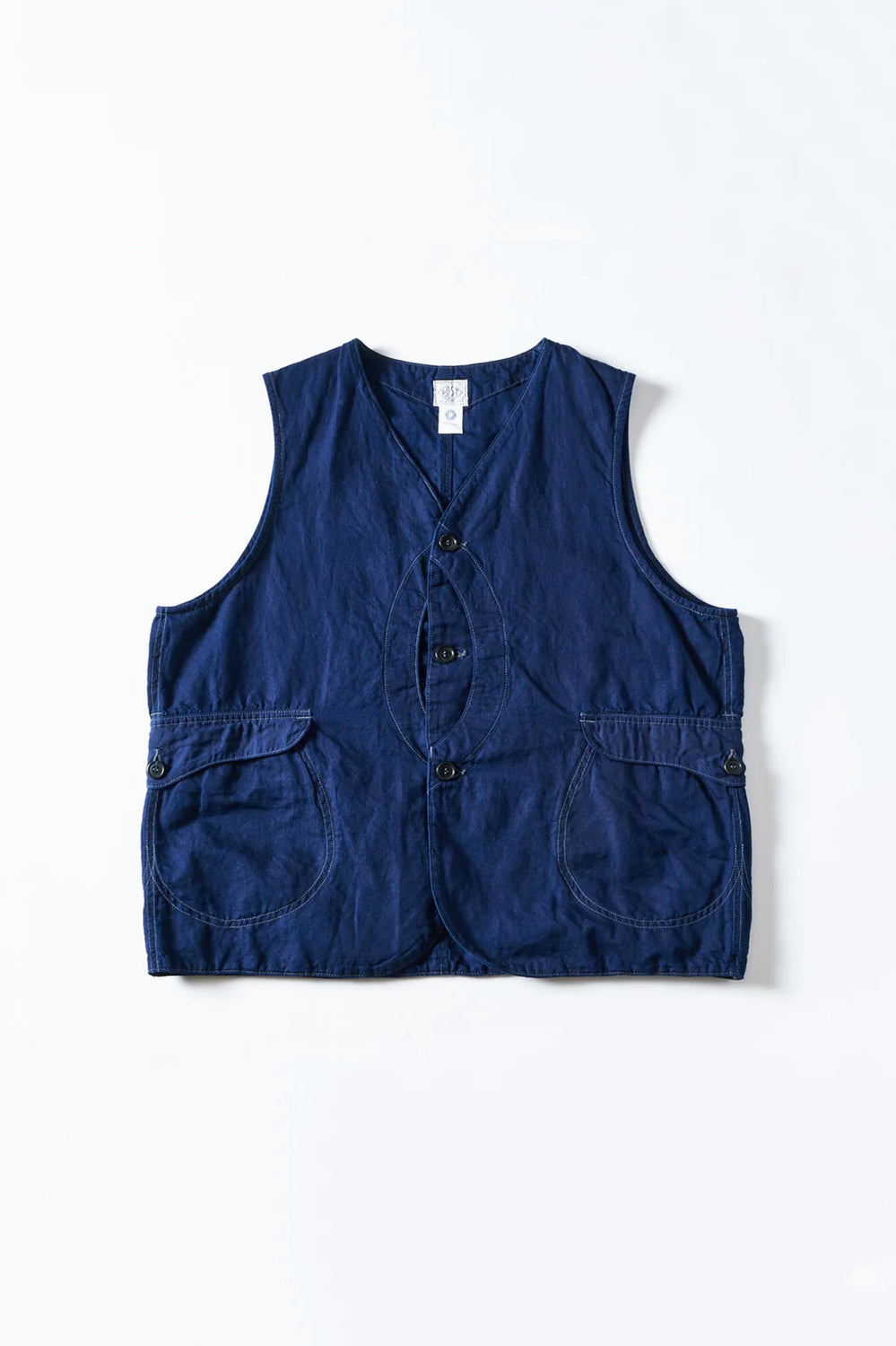 Royal Traveler Vest, Cotton and Linen Denim Indigo Wash