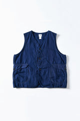 Royal Traveler Vest, Cotton and Linen Denim Indigo Wash