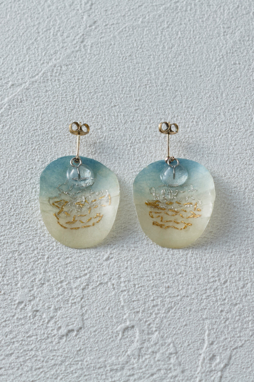 Washi and Silver and Gold Thread Earrings 007