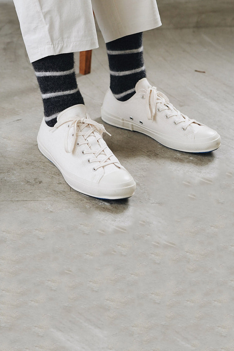 Mohair Wool Border Socks Charcoal