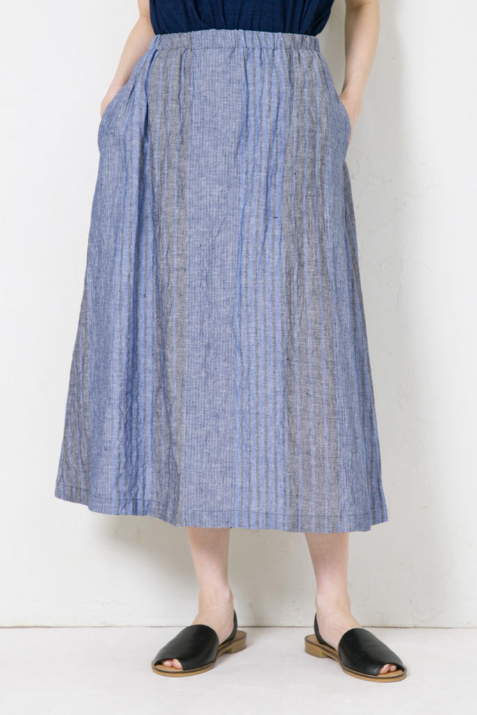 Blue Stripe Linen Skirt