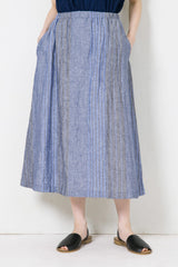 Blue Stripe Linen Skirt