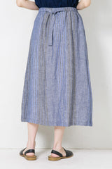 Blue Stripe Linen Skirt