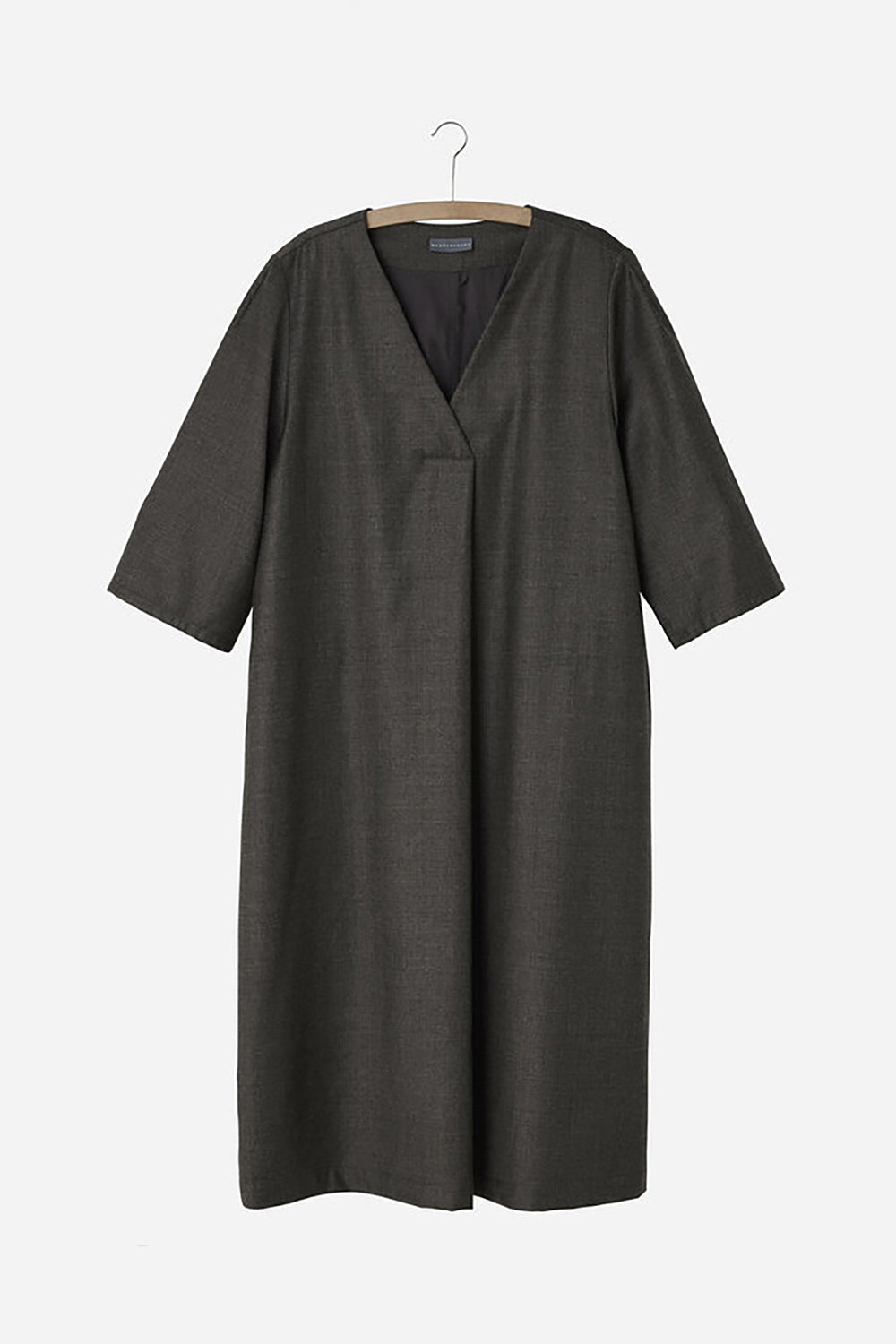 V-Neck Dress Brown Check