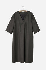 V-Neck Dress Brown Check