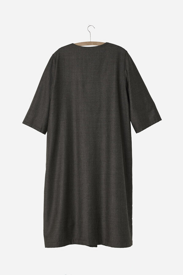 V-Neck Dress Brown Check