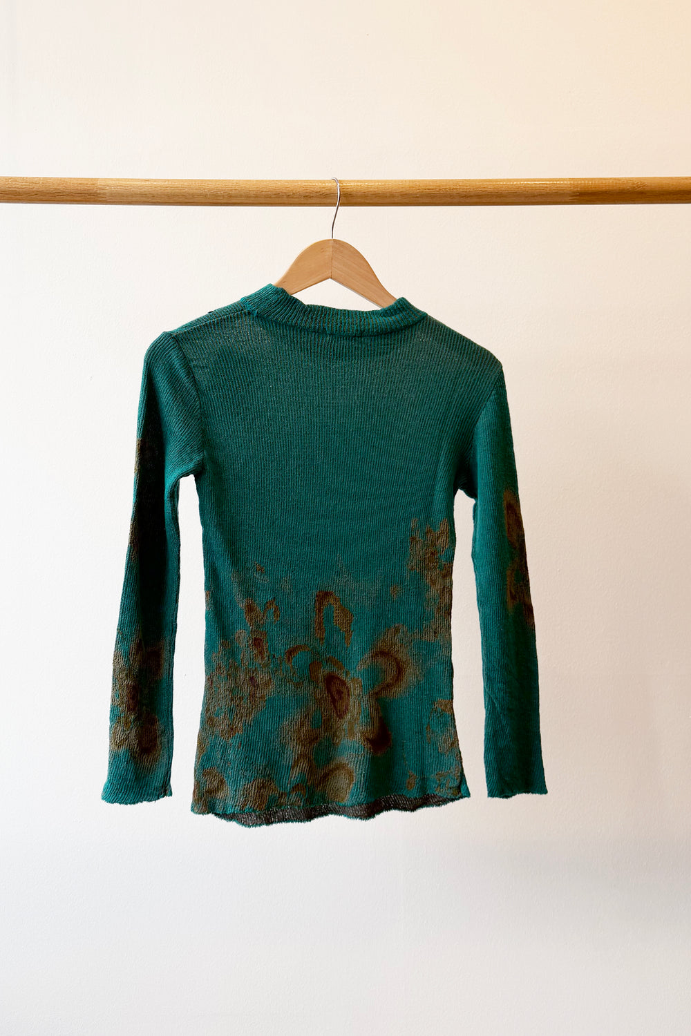 Cotton Knit Floral L/S Sweater, Emerald Green
