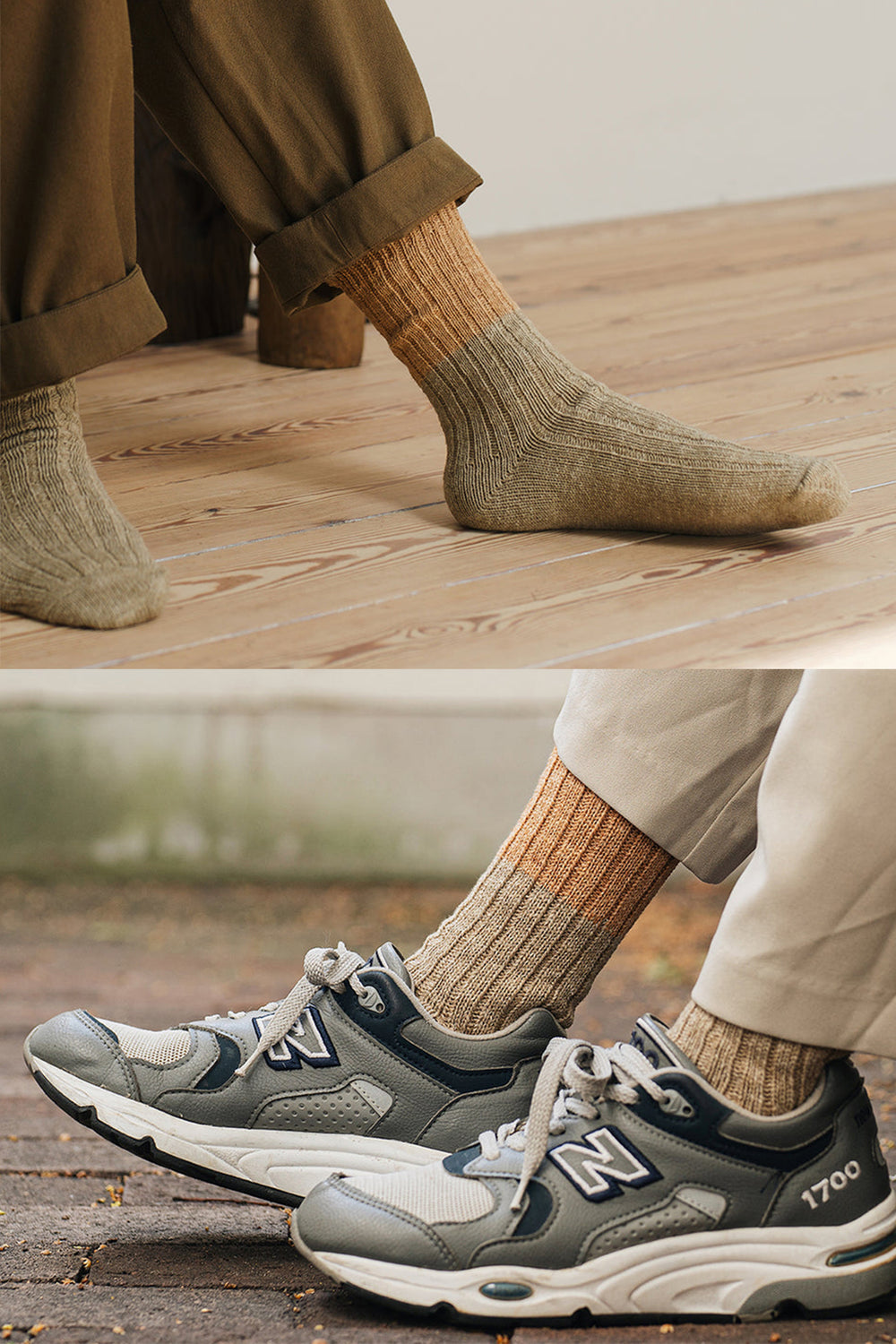 Wool & Cotton Slab Socks, Fish and Chips
