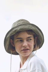 HANA Hat, Olive with Beige Ribbon