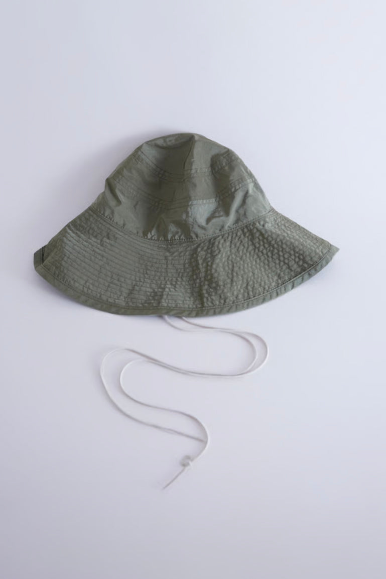 HANA Hat, Olive with Beige Ribbon