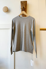 Cotton/Cashmere Knit Crew Long Sleeve T-Shirt Heather Gray