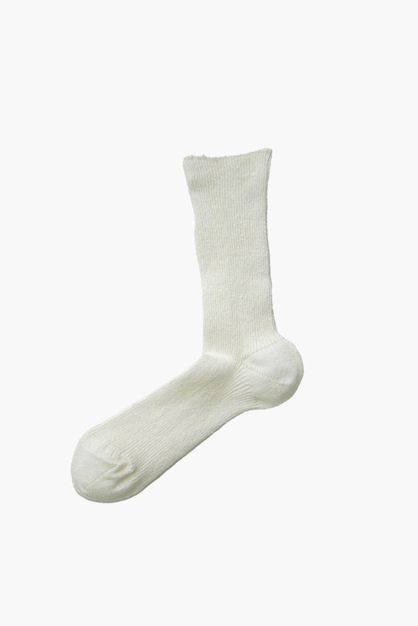 Linen Ribbed Socks White