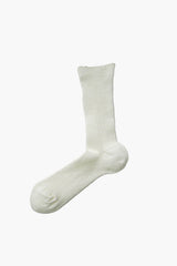 Linen Ribbed Socks White