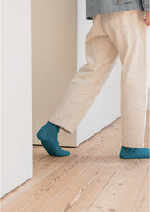 Hemp Cotton Ribbed Socks Seagulls Blue