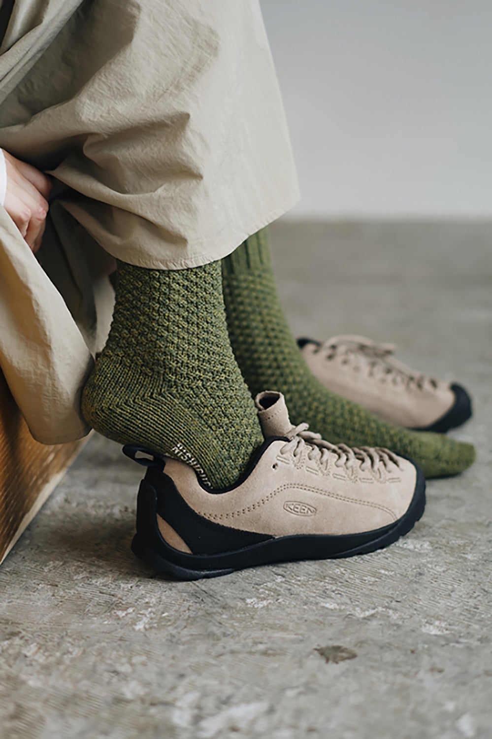 Wool and Cotton Boot Socks, Moss Green