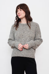 Mohair Tweed Raglan Sweater Gray