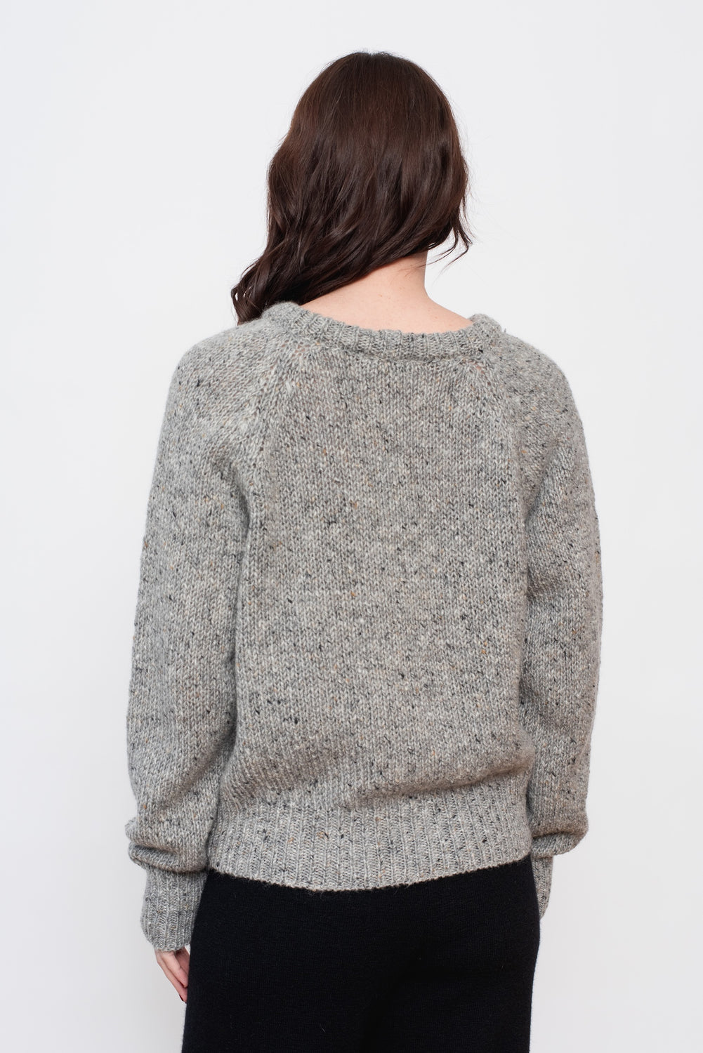 Mohair Tweed Raglan Sweater Gray