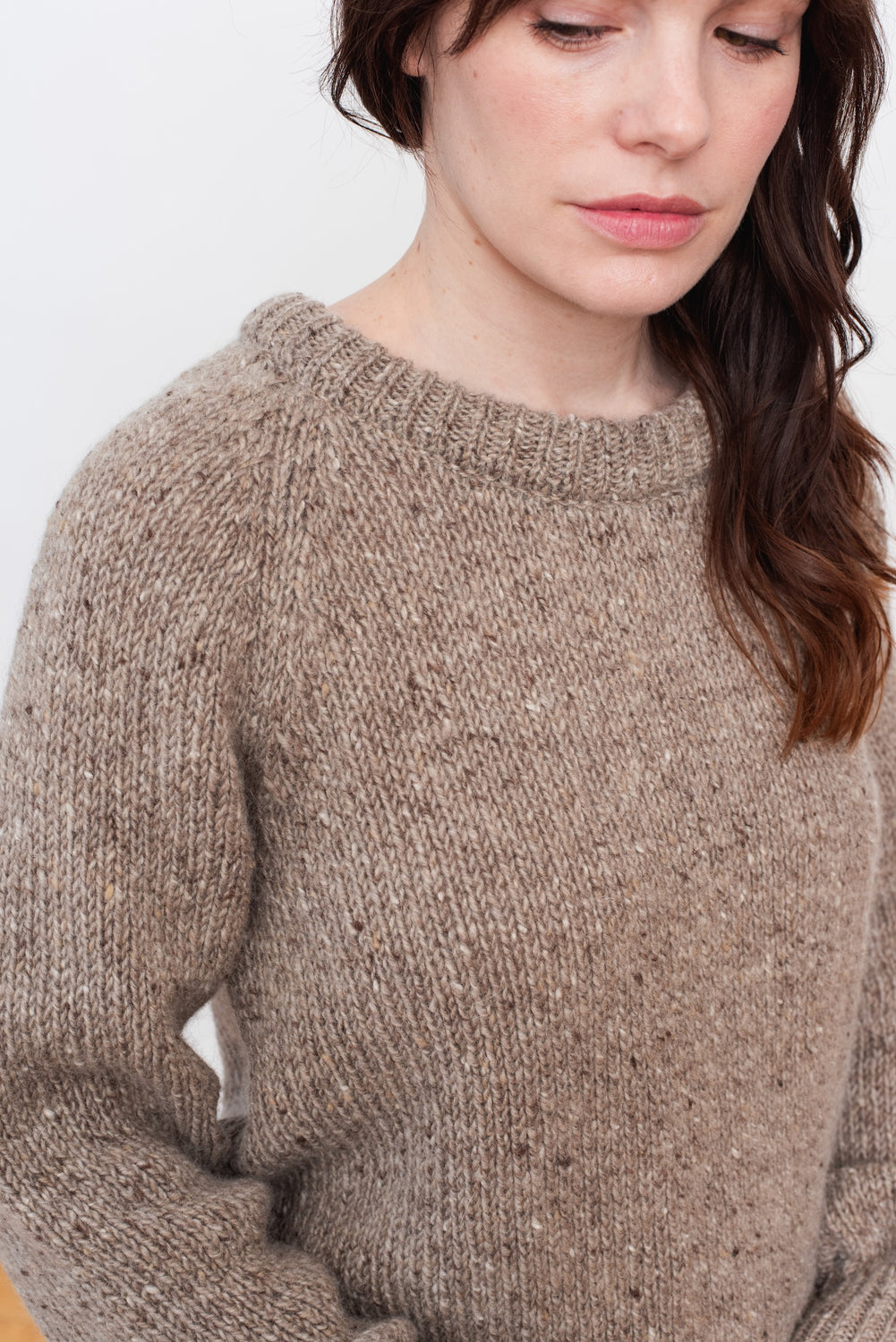 Mohair Tweed Raglan Sweater Natural
