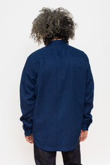 Kasezome Sashiko Band Collar Long Sleeve Shirt