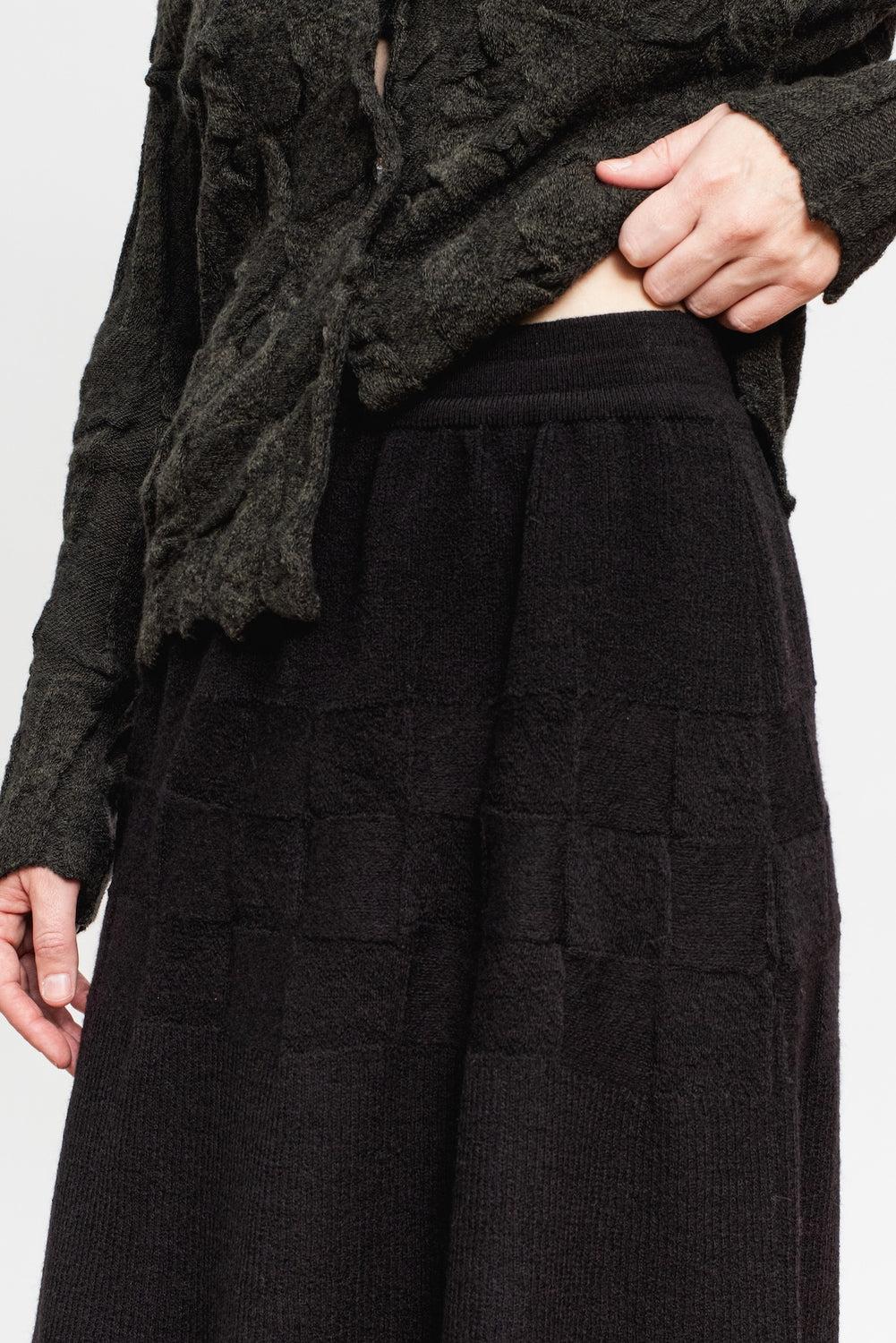 Knit Wool Skirt Black