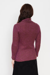 Ribbed Wool Turtleneck Sweater Purple