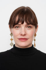 Triple Venetian Window Earring Golden Bronze and Blue Gray