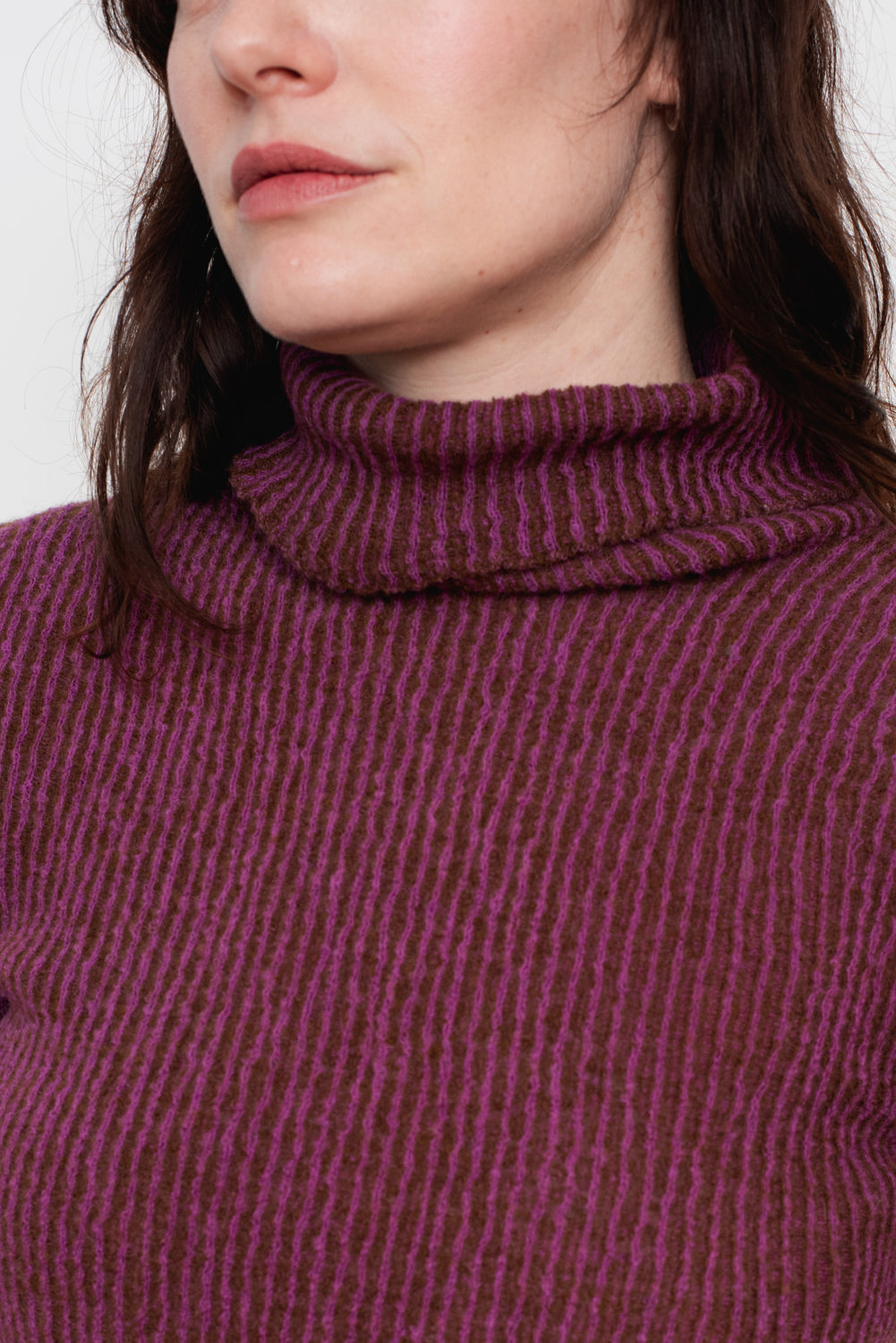 Ribbed Wool Turtleneck Sweater Purple