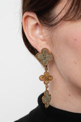 Triple Venetian Window Earring Golden Bronze and Blue Gray