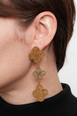 Triple Venetian Window Earring Golden Bronze and Blue Gray