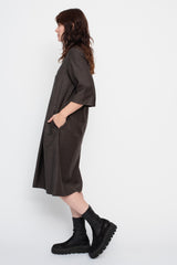 V-Neck Dress Brown Check