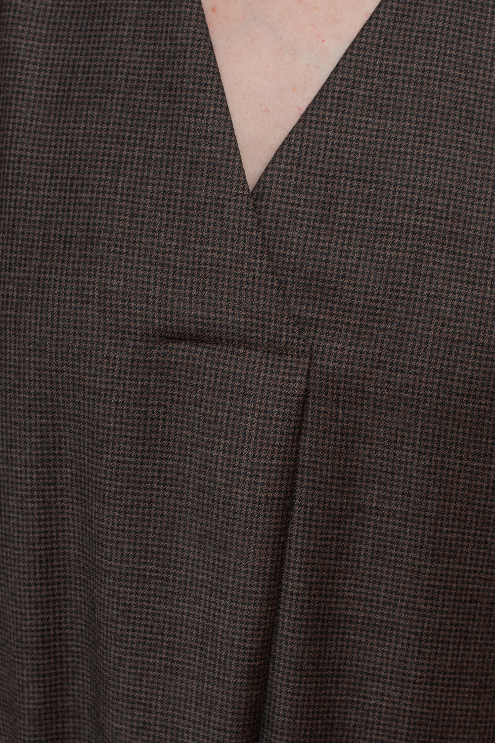 V-Neck Dress Brown Check