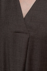 V-Neck Dress Brown Check