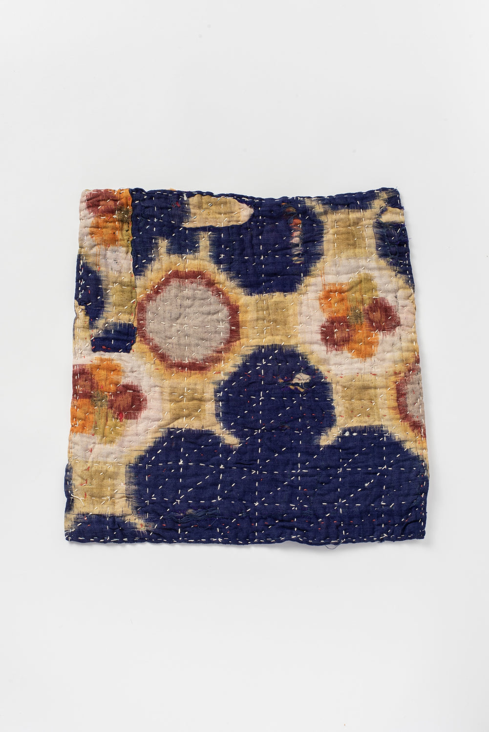 Vintage Japanese Boro Textile Fragment — Stitched Indigo & Kasuri