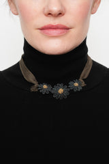 Daisy Choker with Silk Ribbon Blue
