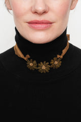 Daisy Choker with Silk Ribbon Caramel