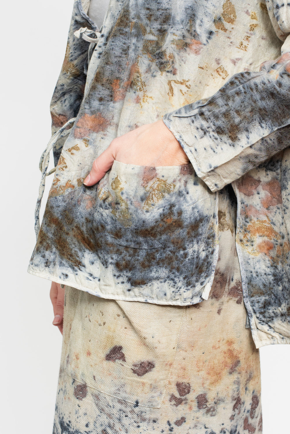 Open Jacket with Tie, Botanical Dye Wool /Cotton Mix