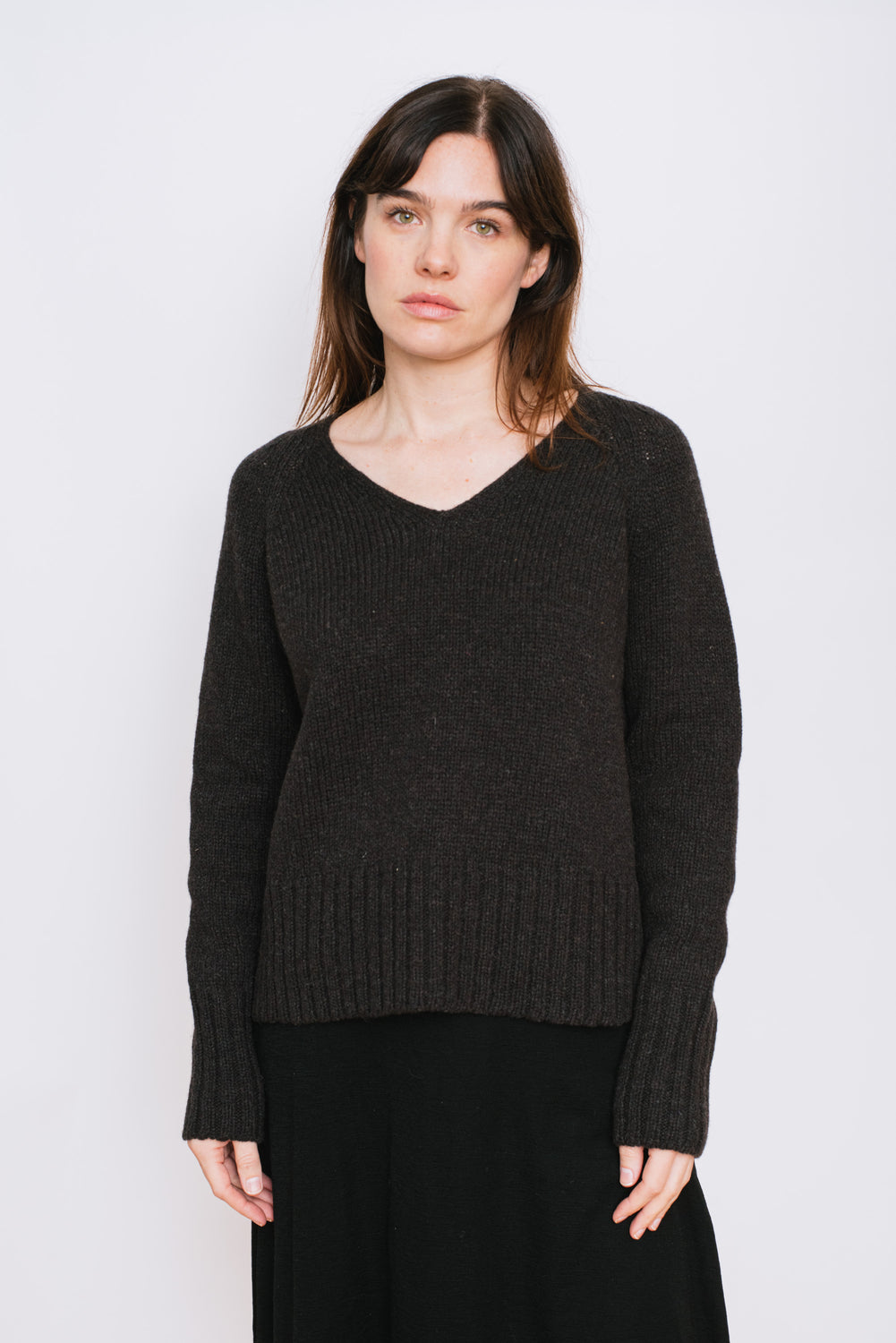 V-Neck Sweater Dark Brown