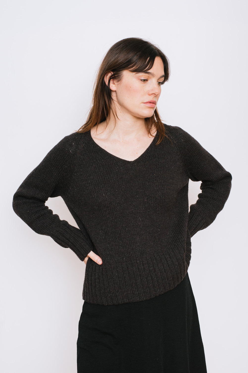 V-Neck Sweater Dark Brown