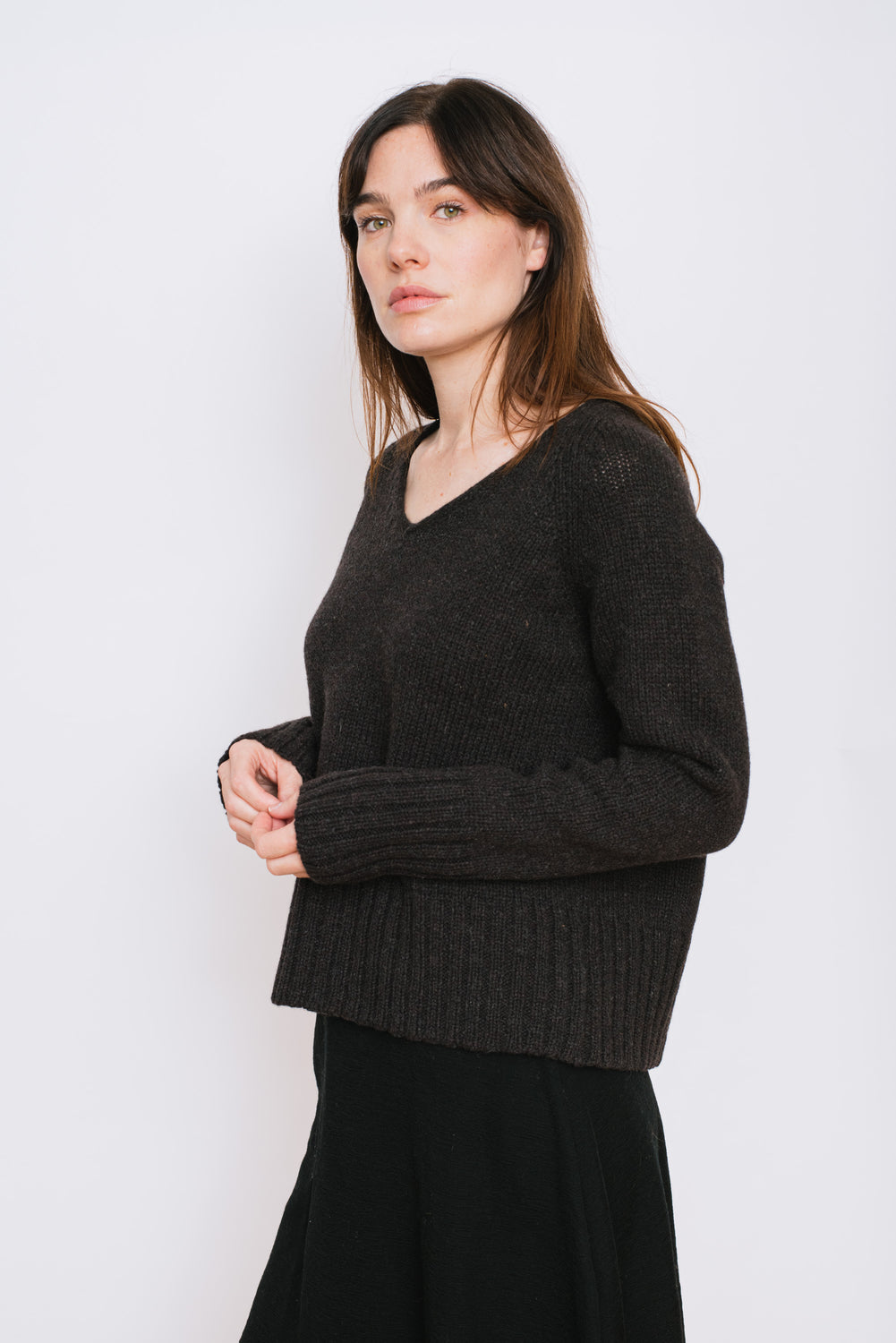 V-Neck Sweater Dark Brown